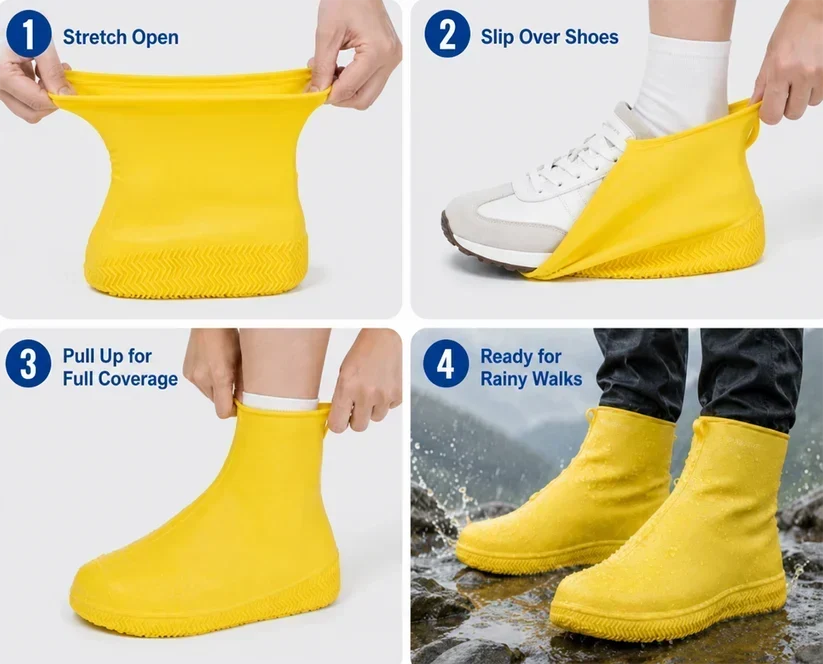 Stop Soaked Sneakers! Heavy-Duty Rain Shoe Covers – Anti-Slip & Fold Into Your Bag
