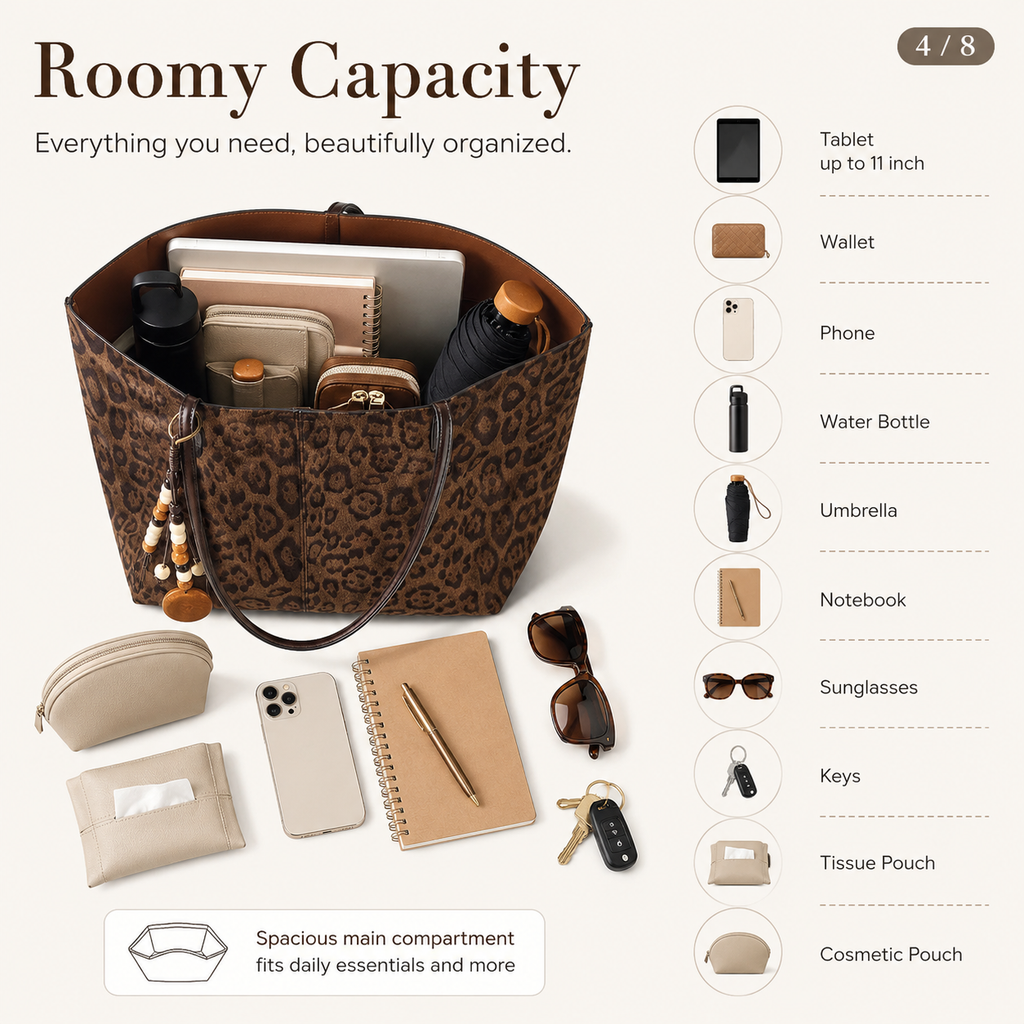 Velmora Leopard Tote – Spacious Everyday Style for Every Occasion