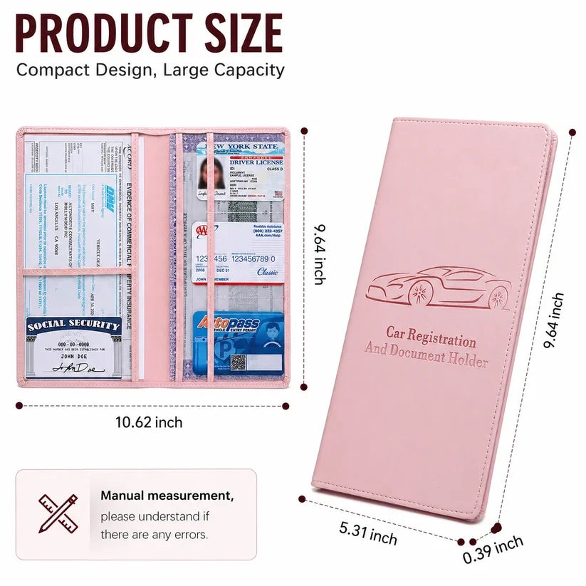 🚗 Car Registration & Insurance Document Holder | Premium PU Leather Organizer