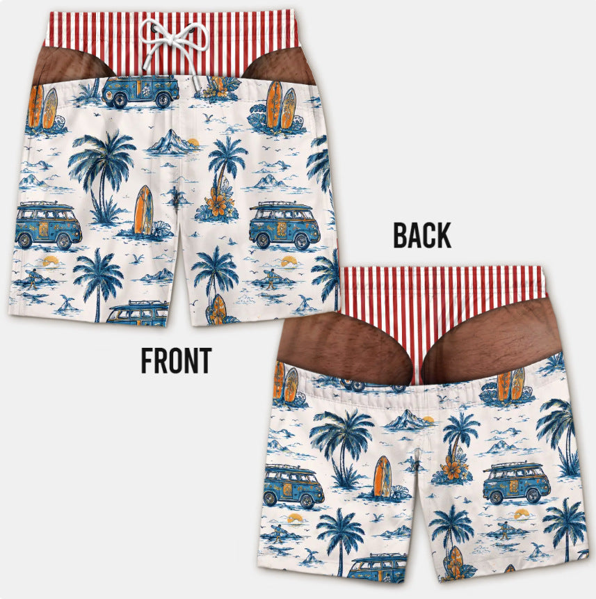 Custom Funny Patriotic Men Swim Trunks - Personalized Birthday Gifts For Husband, Son, Grandson, Brother, Grandpa, Dad, Yourself - Warning Wide Load
