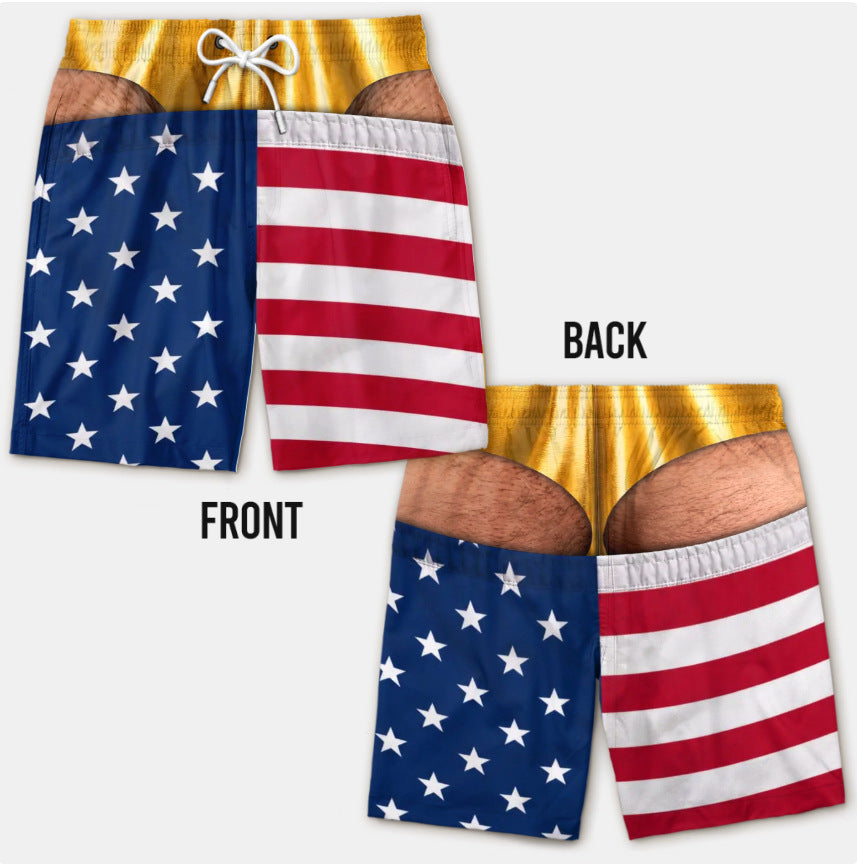 Custom Funny Patriotic Men Swim Trunks - Personalized Birthday Gifts For Husband, Son, Grandson, Brother, Grandpa, Dad, Yourself - Warning Wide Load