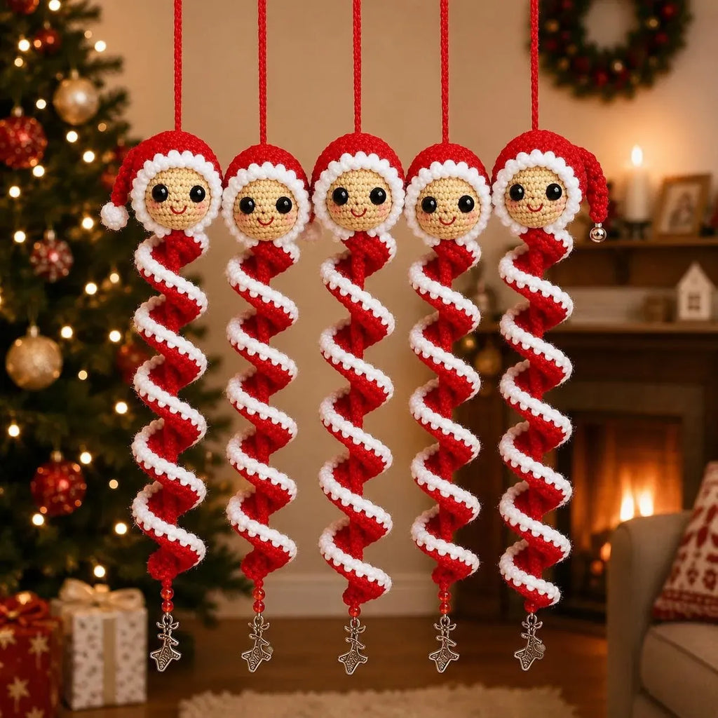 ☃️Crochet Snowman Spiral Ornament DIY Kit | Complete Beginner-Friendly Set with Soft Yarn, Crochet Hook, Festive Beads, Snowflakes & Step-by-Step Guide 🧶🎄✨