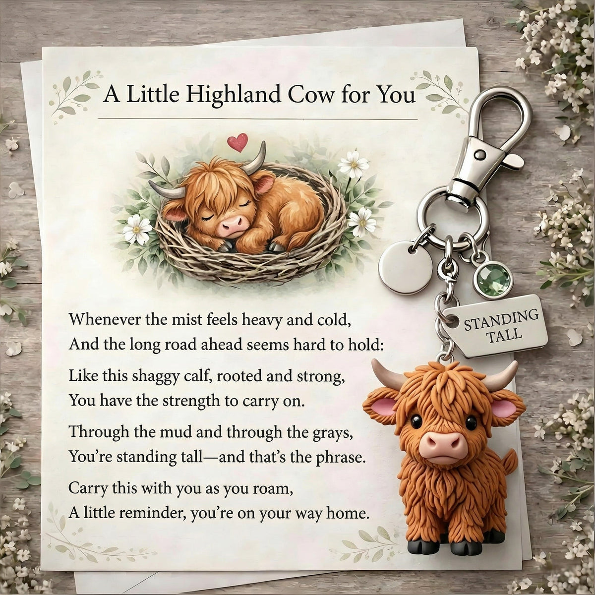 🐮A Little Highland Cow For You Keychain: Your Daily Reminder of Quiet Strength