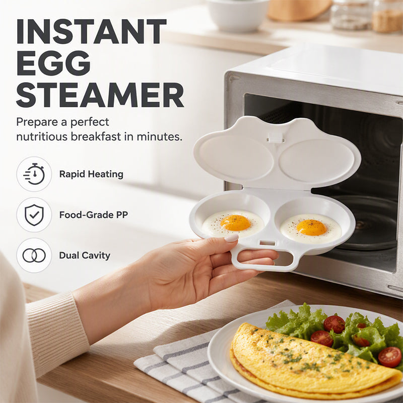 Microwave Egg Poacher——Dual‑cavity, non‑stick & easy clean. Healthier than frying – stock up & save! 🏠✅