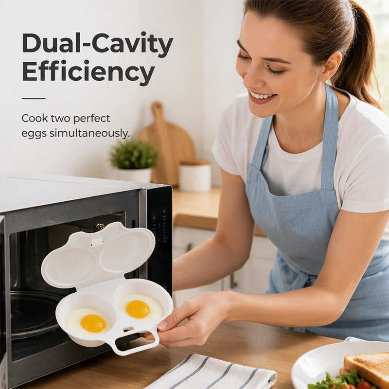 Microwave Egg Poacher——Dual‑cavity, non‑stick & easy clean. Healthier than frying – stock up & save! 🏠✅